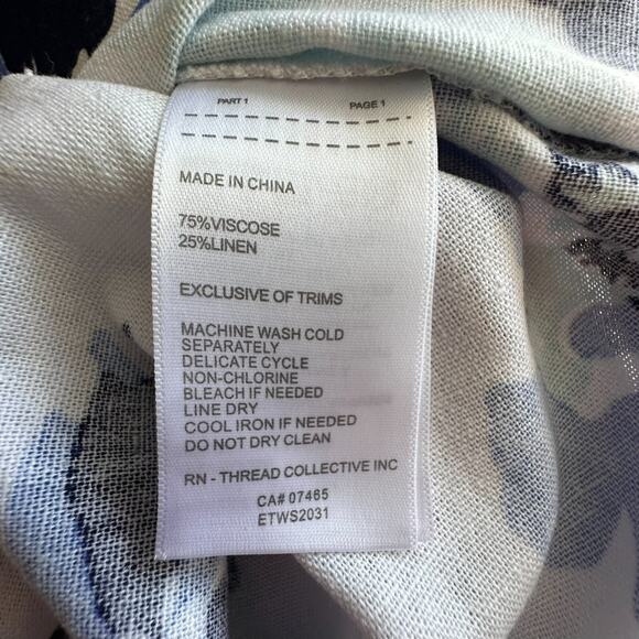 Ellen Tracy Linen Viscose Blend Dolman Sleeve Top Blouse Blue Size L - Picture 8 of 9